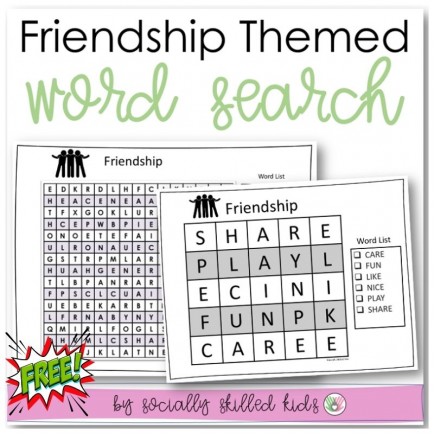 Friendship Themed Word Search | Freebie